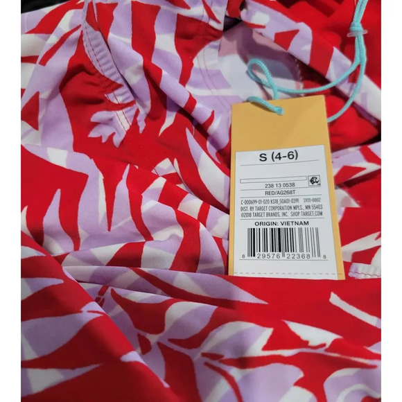 Kona Sol Women’s Red Botanical Leaf Tankini Swimsuit Top - Small NWT - Picture 6 of 10